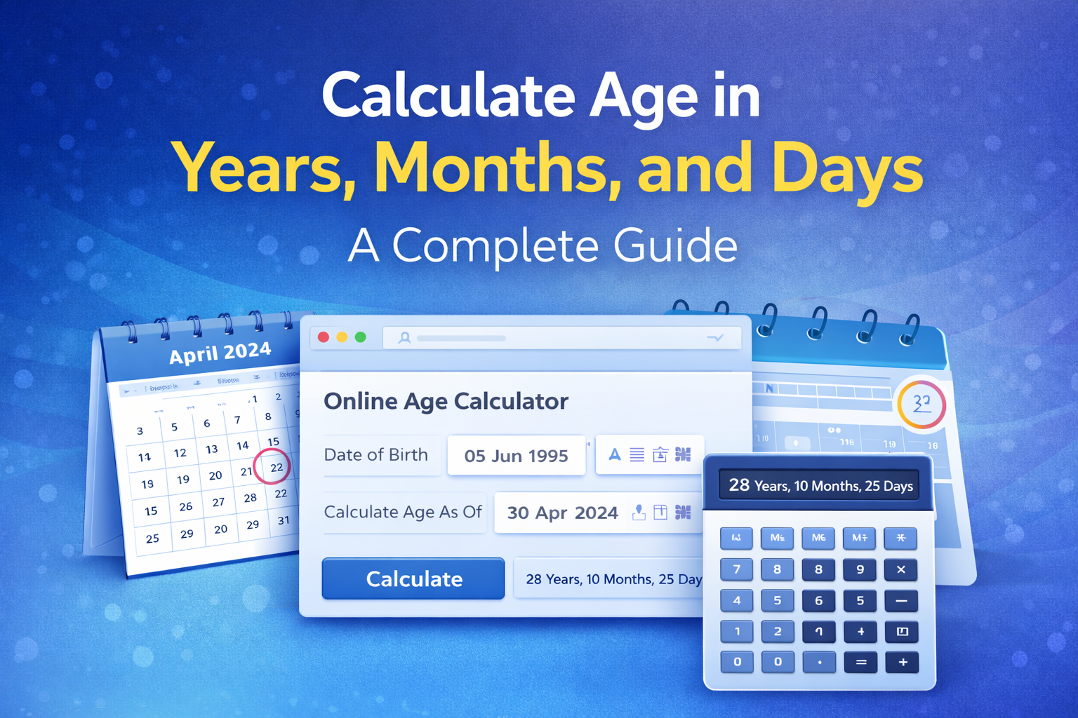 Calculate age in years, months, and days using an accurate online age calculator