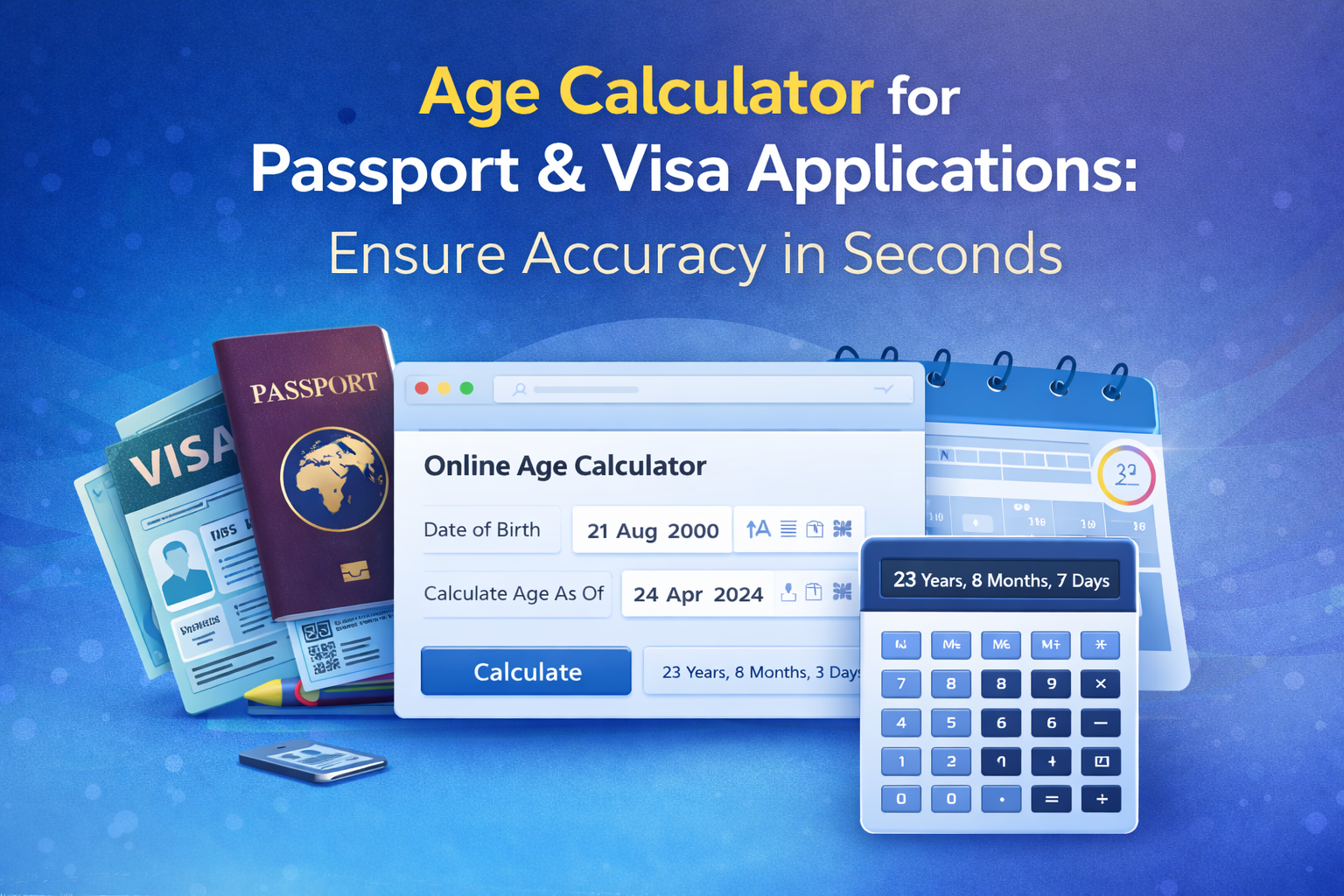Age calculator for passport and visa applications